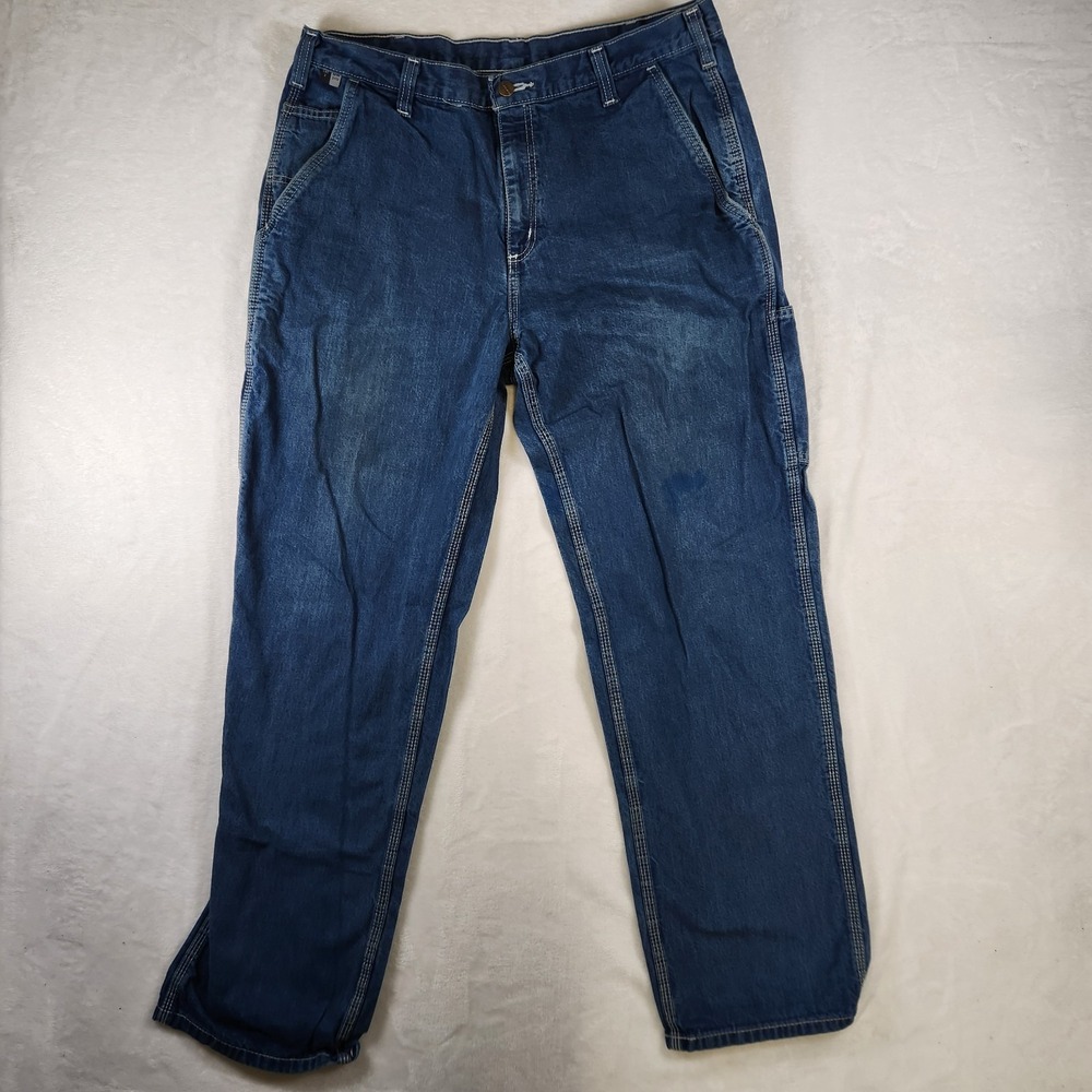 Carhartt FR Flame Resistant Denim Jeans 36x34 Blue Carpenter Workwear